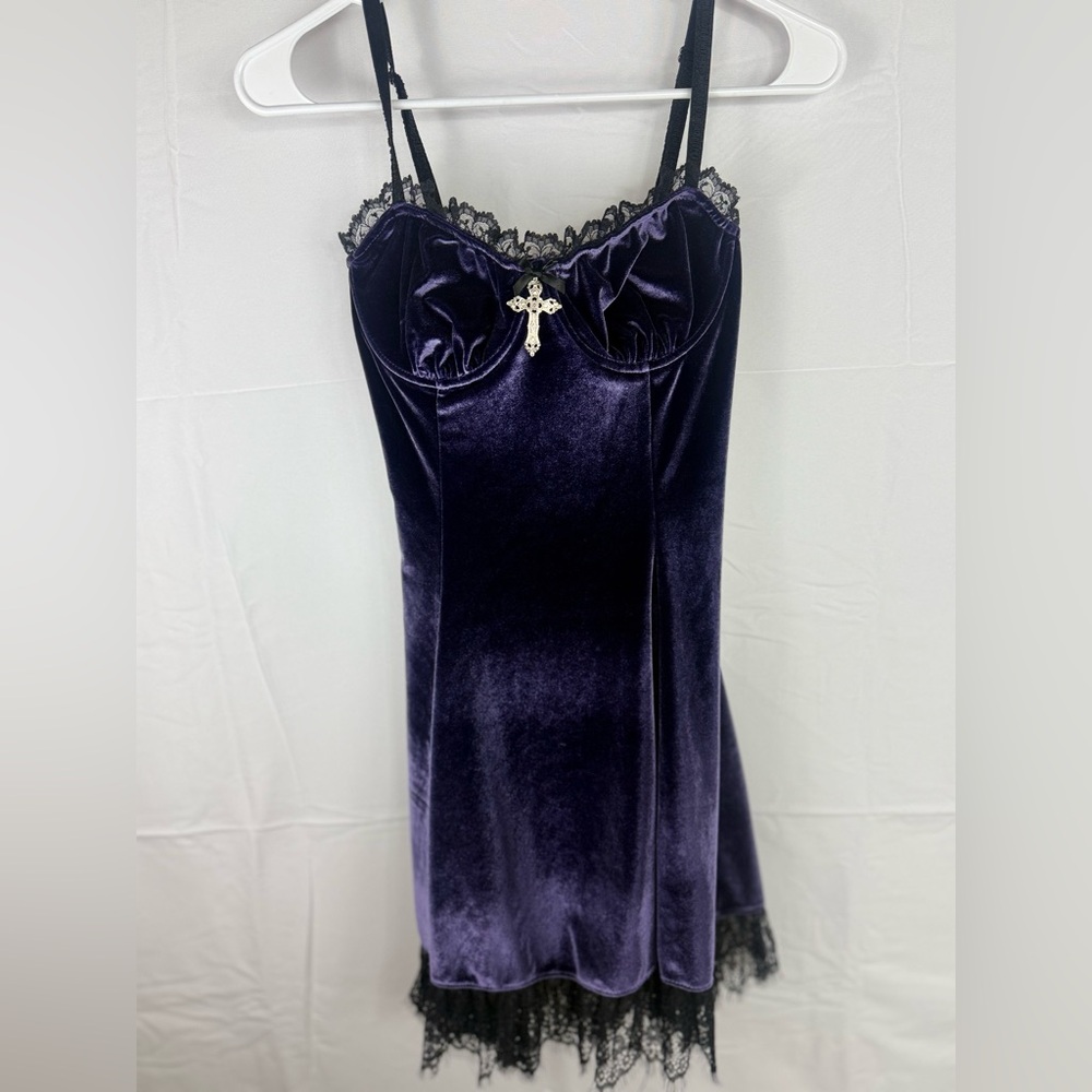 Dolls Kill Purple Velvet Mini Dress